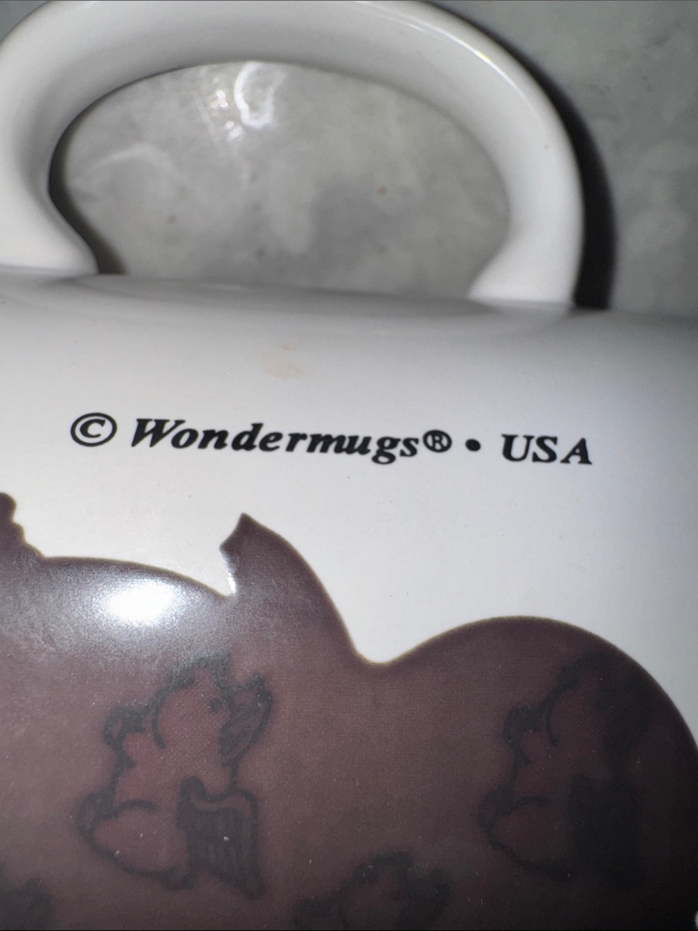 White Ceramic Mug color changing, black, pig Silhouette into flying pigs - Picture 5 of 9